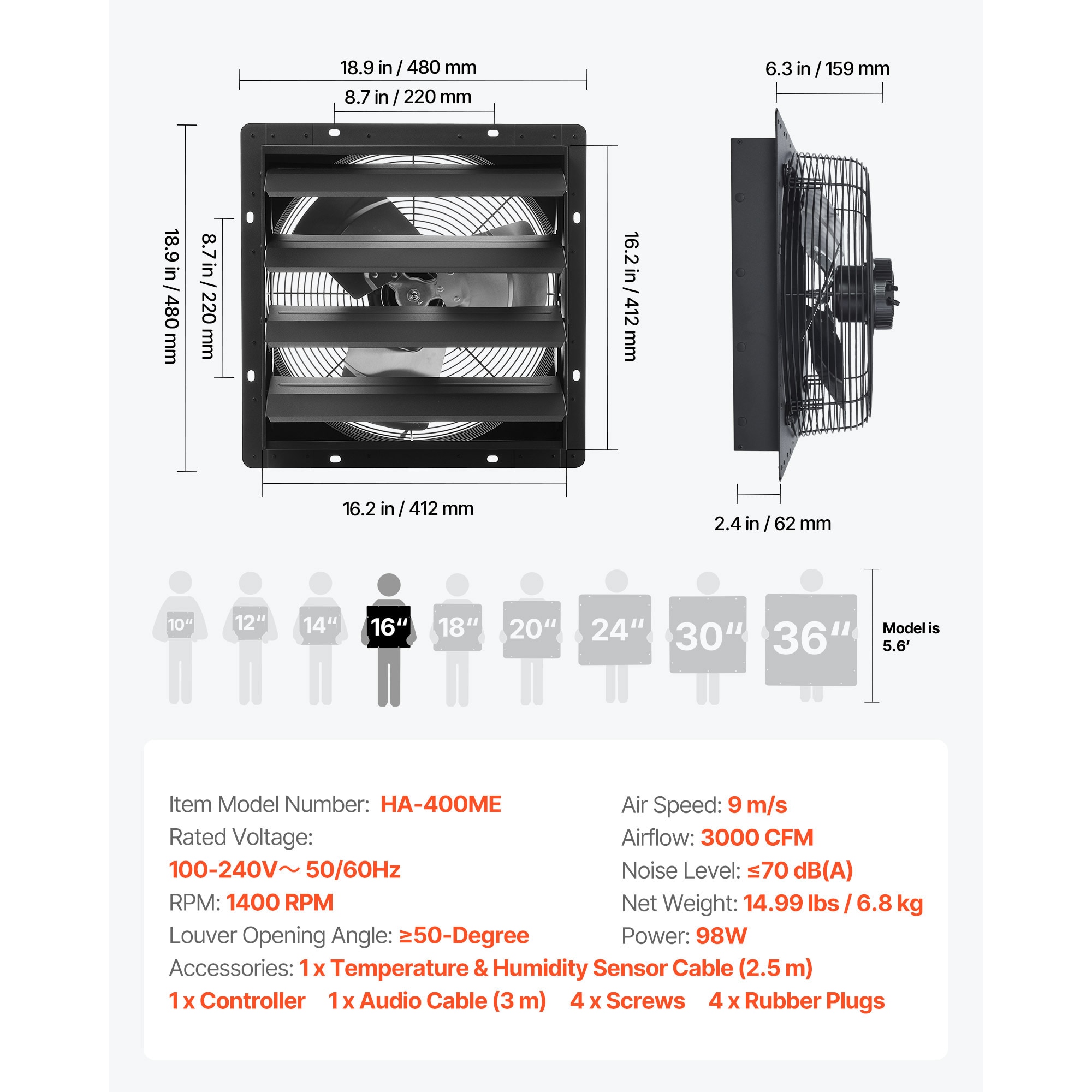 Wall Mounted Shutter Exhaust Fan With Smart Variable Speed Control_voghion.com